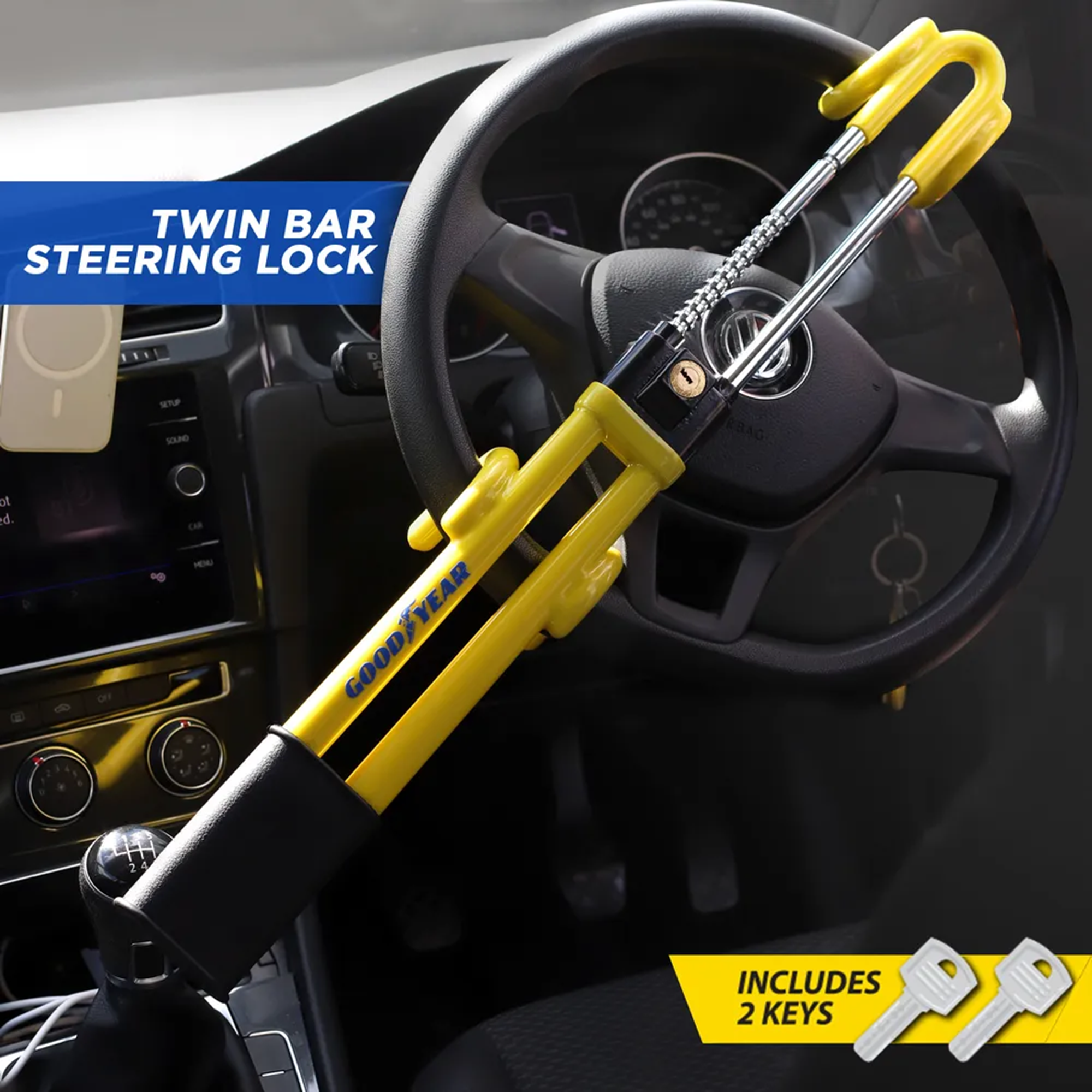 Goodyear Double Hook Steering Wheel Lock